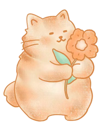 抱着花的小猫